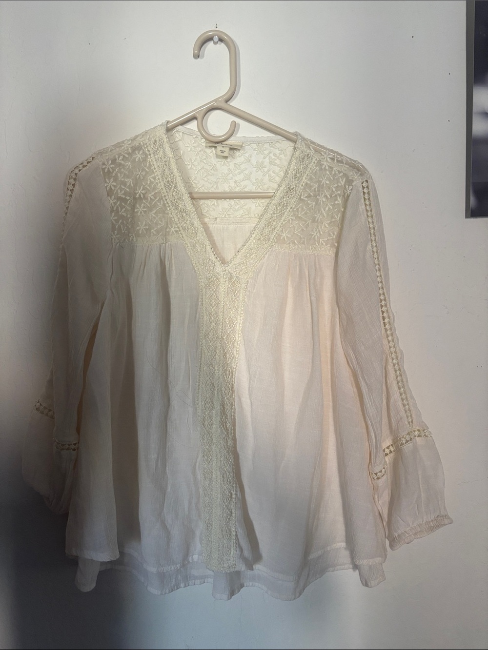 Style & Co. Cream Boho V-Neck Tunic Top